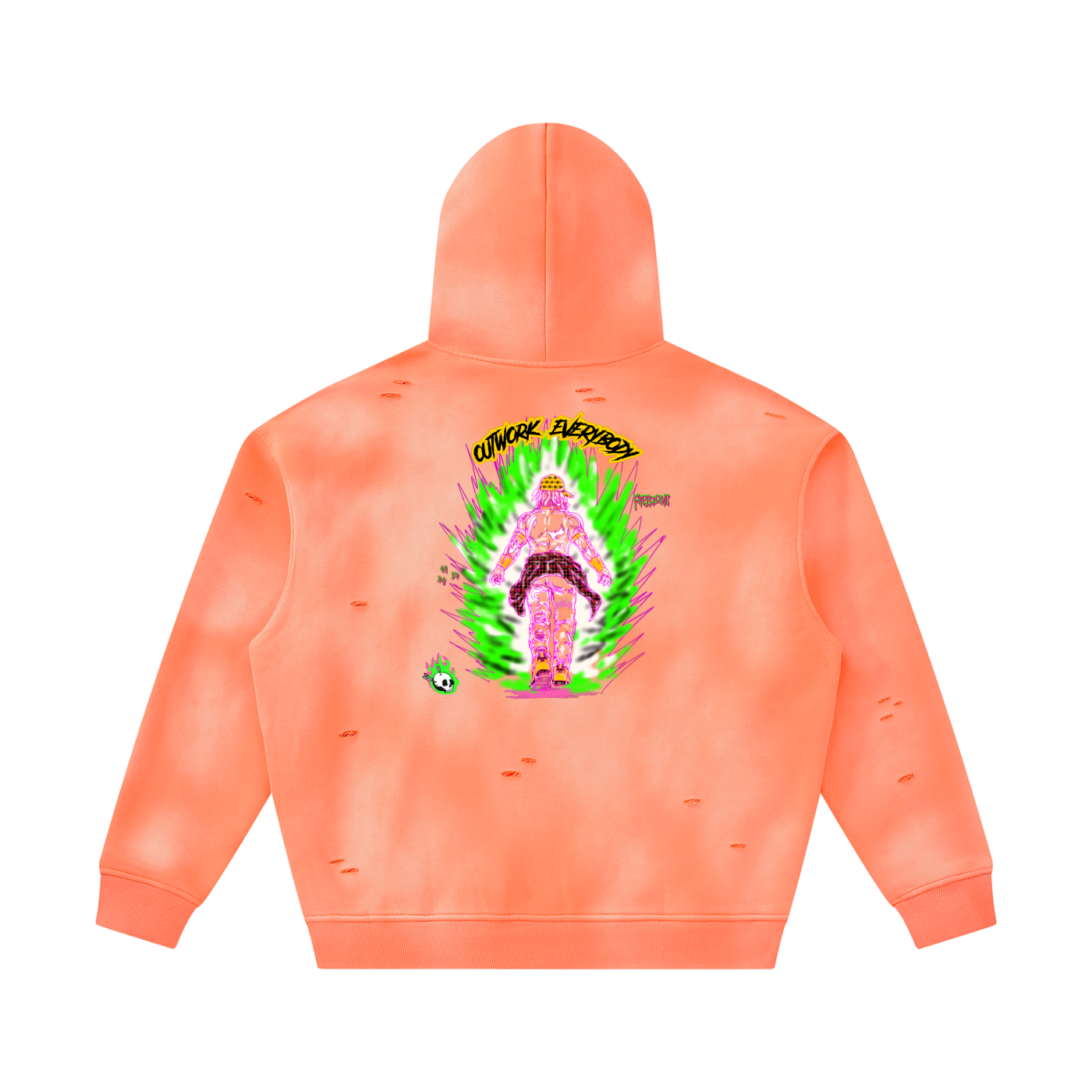 Unisex Sunfade Frayed Fleece Hoodie