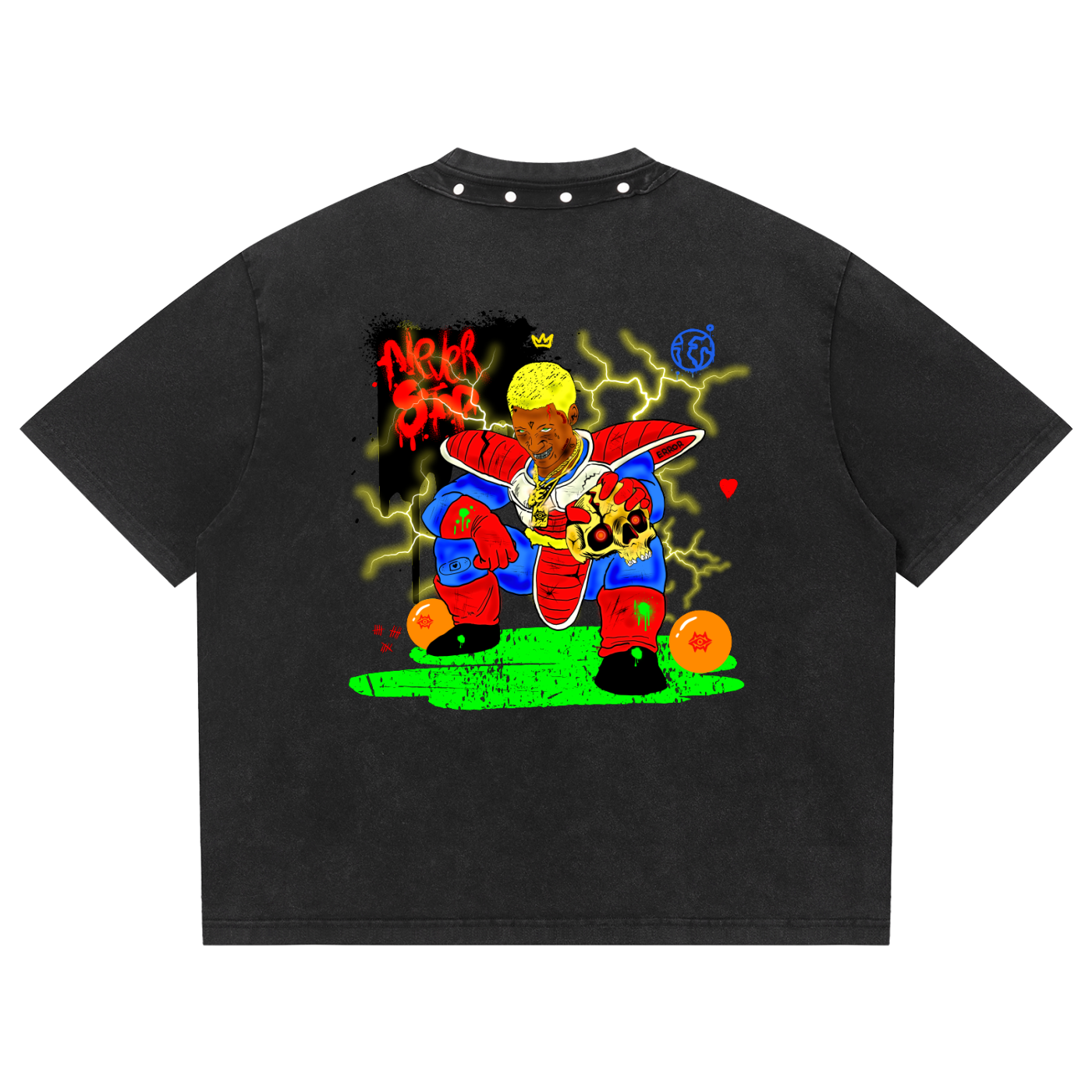 Unisex Washed Boxy Studded T-Shirt