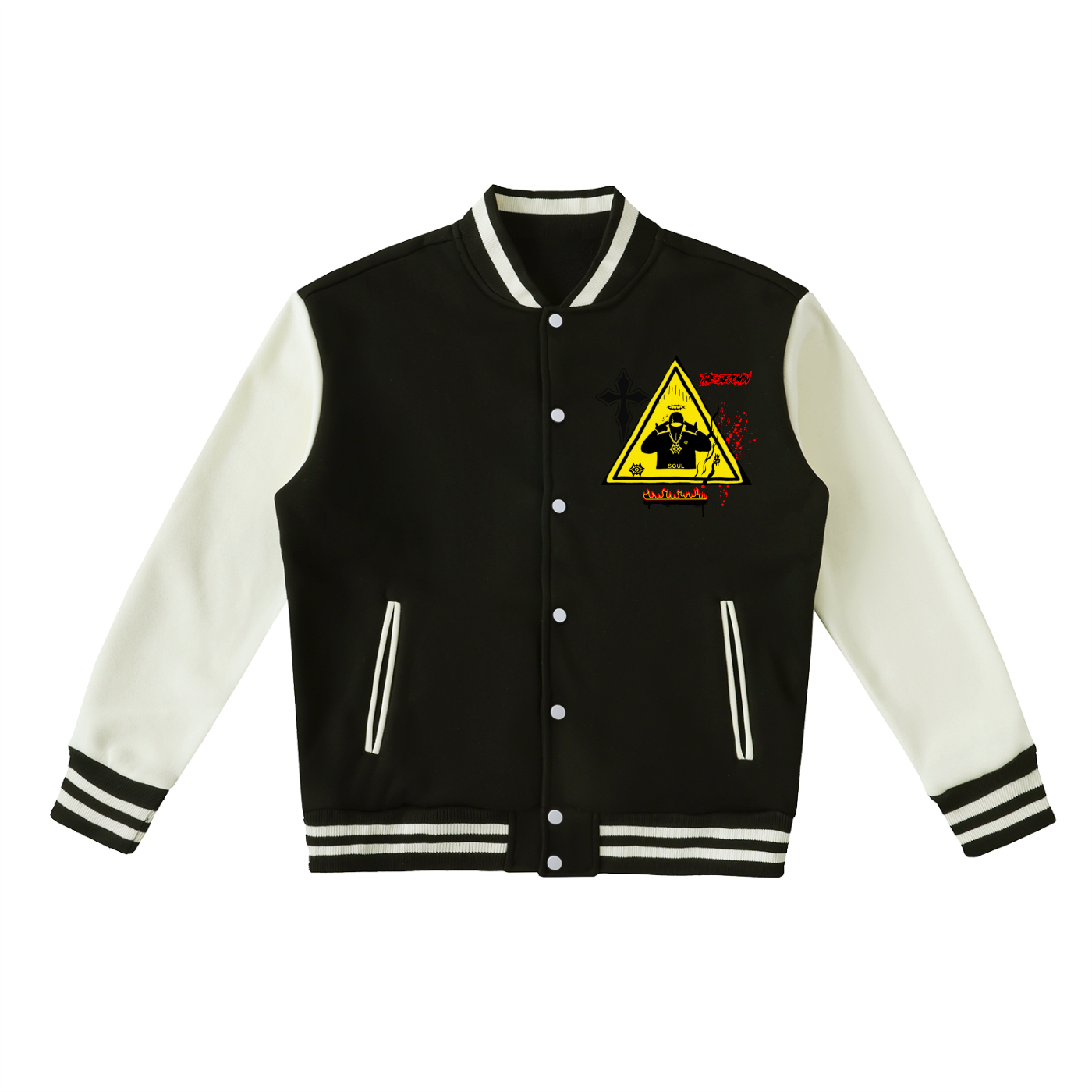 Two-Tone Fleeced Varsity Jacket