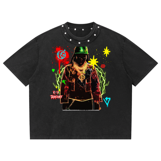 Unisex Washed Boxy Studded T-Shirt