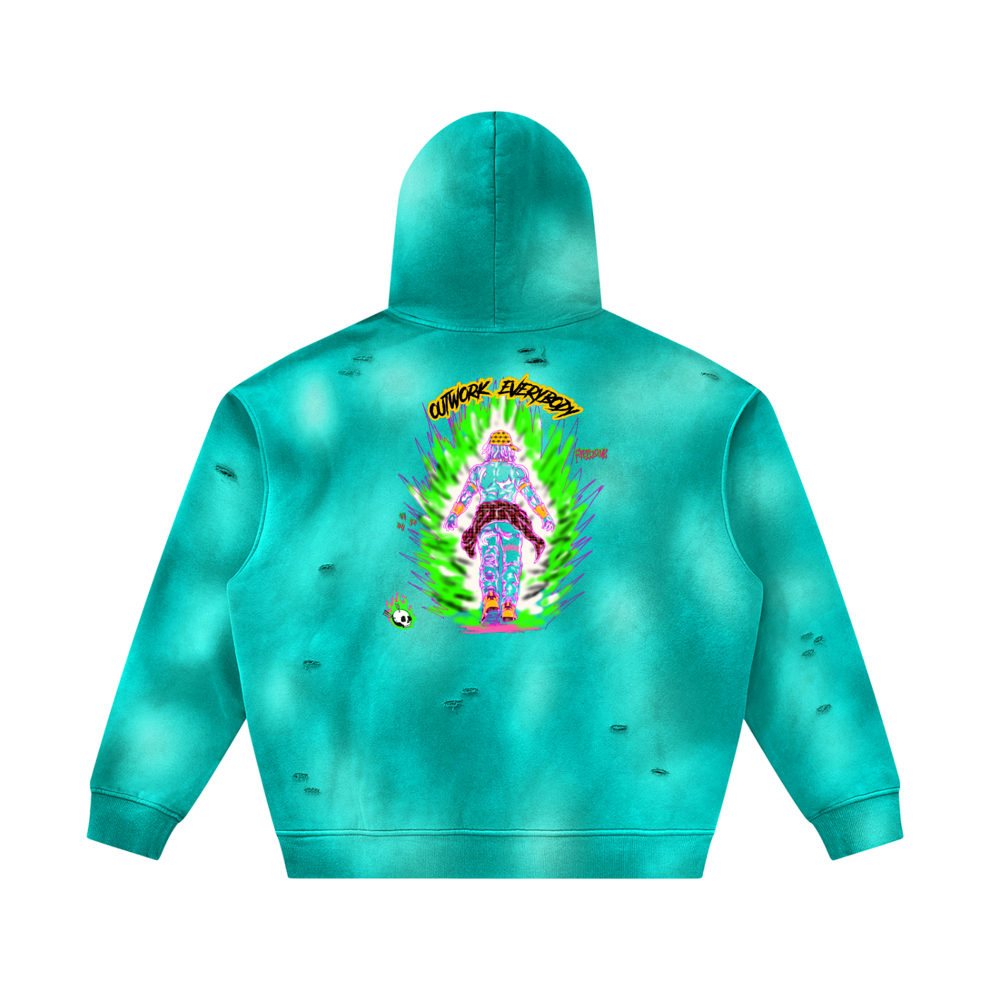Unisex Sunfade Frayed Fleece Hoodie