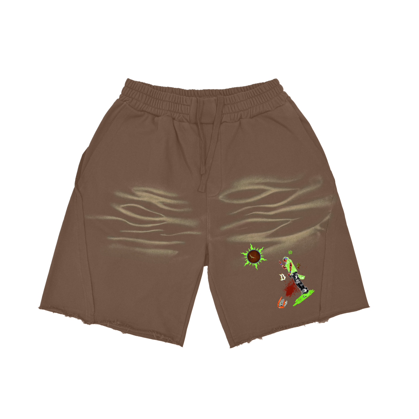 Vintage Washed Tiger Stripes Short Pants