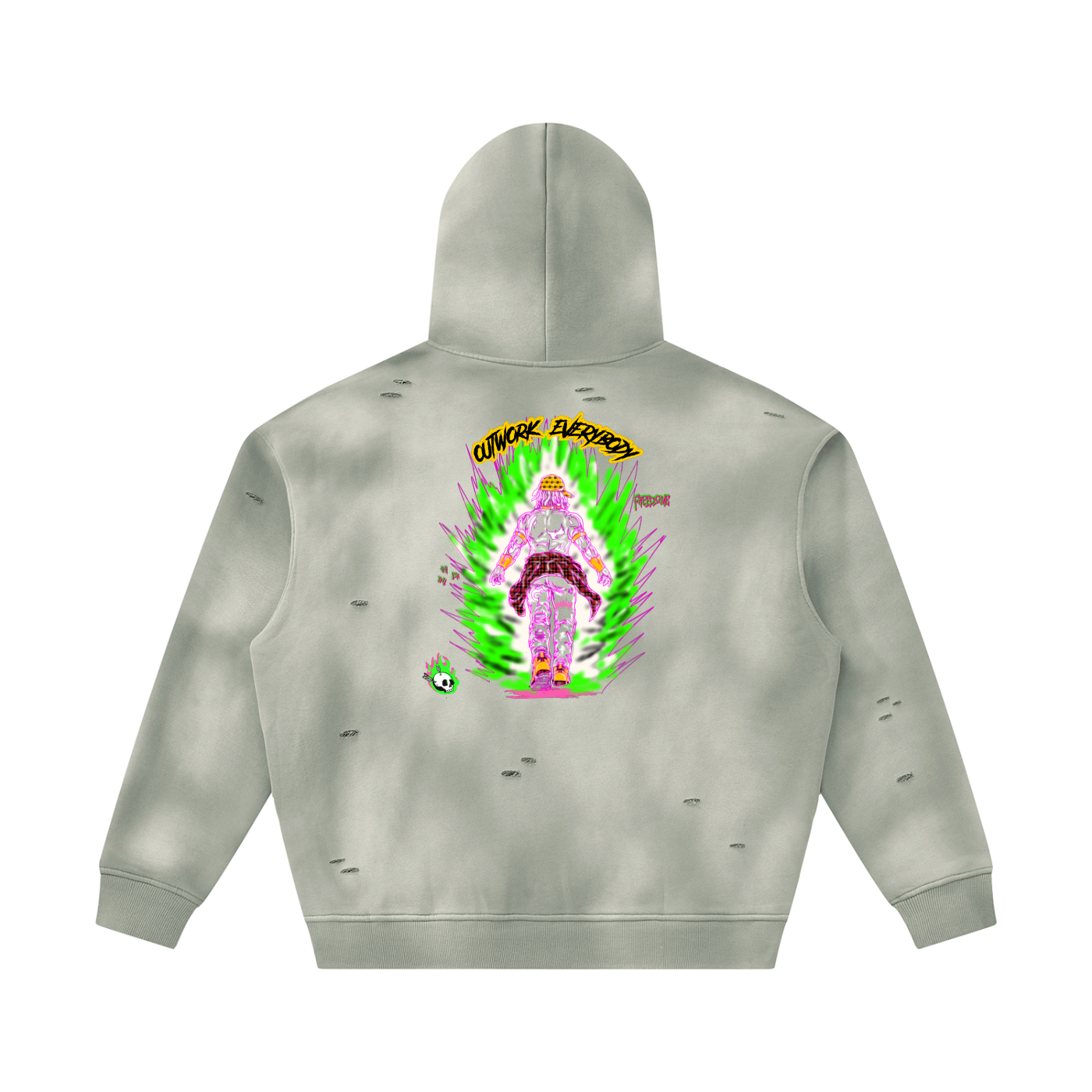 Unisex Sunfade Frayed Fleece Hoodie